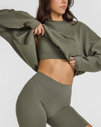 SoftMotion™ Cycling Shorts 8" with White Logo | Alpine Green