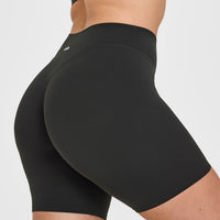 SoftMotion™ Cycling Shorts 8" with White Logo | Soft Black