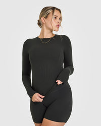 Mellow™ Rib Long Sleeve Top | Soft Black