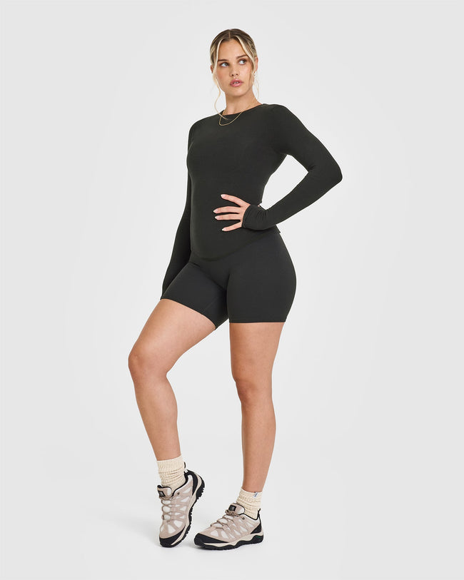 Mellow™ Rib Long Sleeve Top | Soft Black