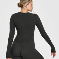Mellow™ Rib Mid Long Sleeve Top | Soft Black