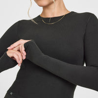 Mellow™ Rib Mid Long Sleeve Top | Soft Black