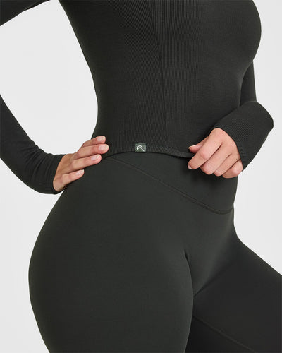 Mellow™ Rib Mid Long Sleeve Top | Soft Black