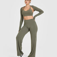 SoftMotion™ Long Sleeve Shrug with White Logo | Alpine Green