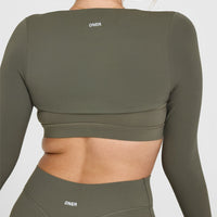 SoftMotion™ Long Sleeve Shrug with White Logo | Alpine Green