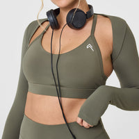 SoftMotion™ Long Sleeve Shrug with White Logo | Alpine Green