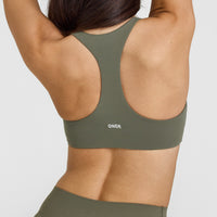 SoftMotion™ Bralette with White Logo | Alpine Green