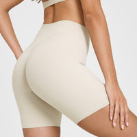 SoftMotion™ Cycling Shorts 8" with White Logo | Sand