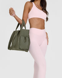 SoftMotion™ Leggings with White Logo | Ballet Pink