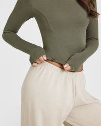 Mellowâ„¢ Rib Mid Long Sleeve Top | Alpine Green