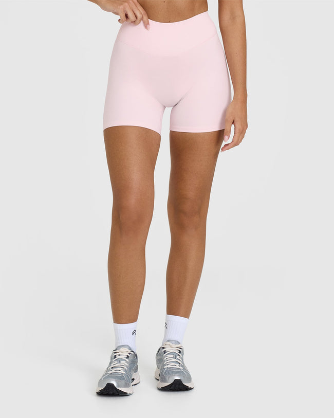 SoftMotion™ Shorts 6" with White Logo | Ballet Pink