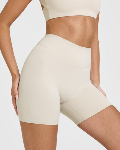SoftMotion™ Shorts 6" with White Logo | Sand