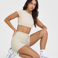 SoftMotion™ Shorts 6" with White Logo | Sand