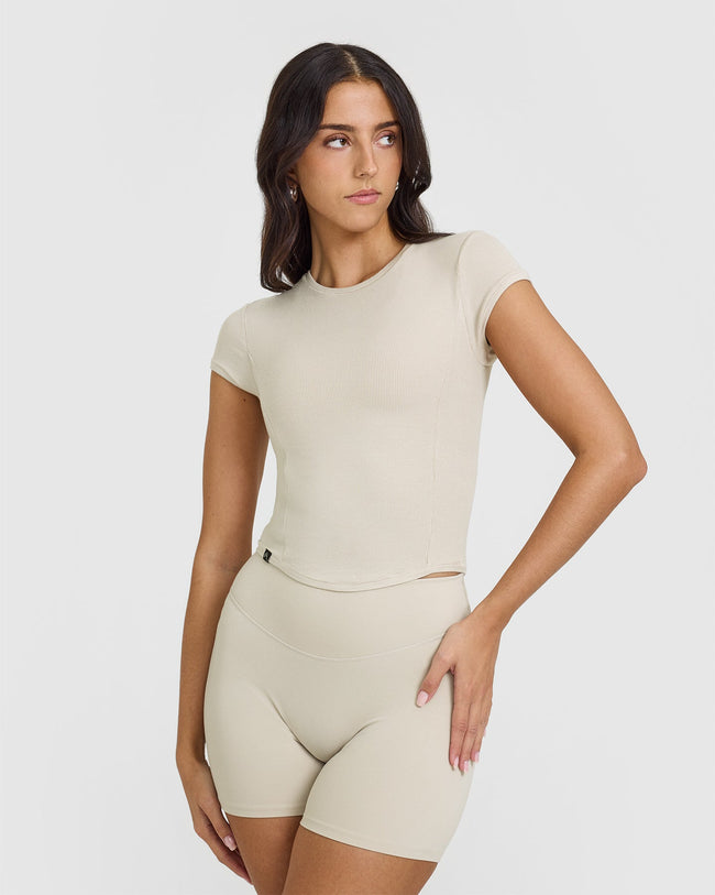 Mellow™ Rib Mid T-Shirt | Sand