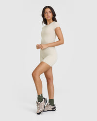 Mellow™ Rib Mid T-Shirt | Sand