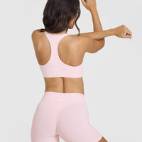 SoftMotion™ Sports Bra with White Logo | Ballet Pink