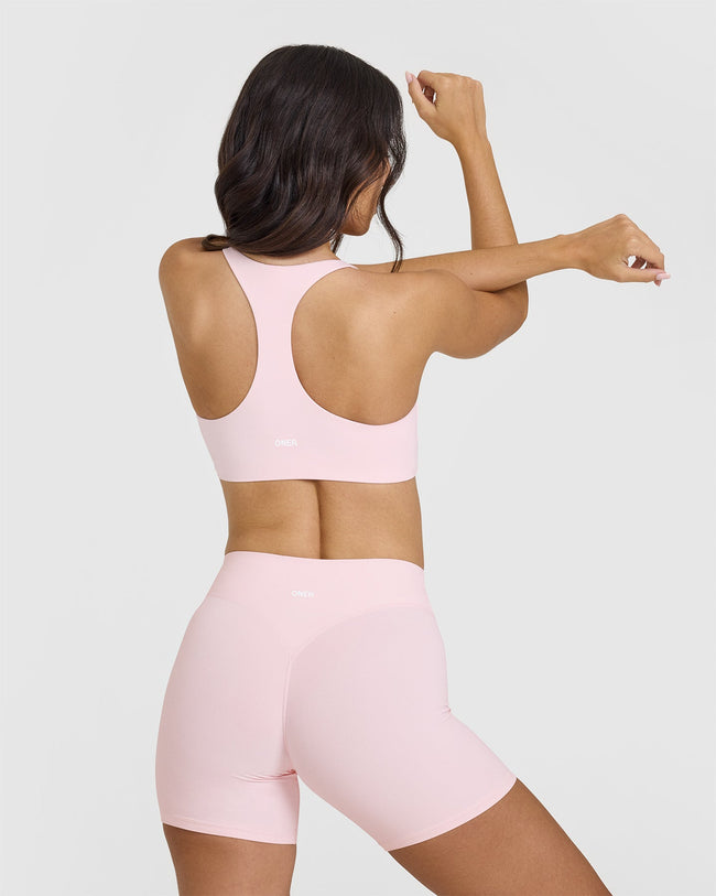 SoftMotion™ Sports Bra with White Logo | Ballet Pink