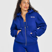 Foundations Zip Through Hoodie With Printed Graphic | Strong Blue