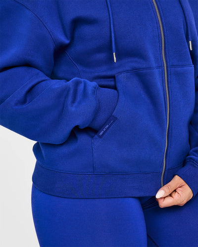 Foundations Zip Through Hoodie With Printed Graphic | Strong Blue