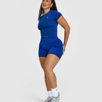 Go To Seamless Fitted Mid Top | Strong Blue