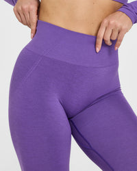 Effortless Seamless Leggings with White Logo | Iris Purple