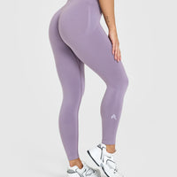 Effortless Seamless Leggings with White Logo | Soft Purple