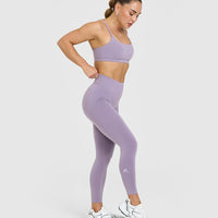 Effortless Seamless Leggings with White Logo | Soft Purple