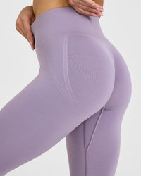 Effortless Seamless Leggings with White Logo | Soft Purple