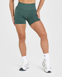 Effortless Seamless Shorts with White Logo | Iced Green