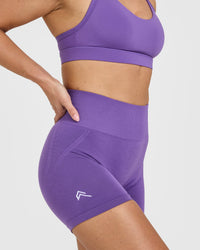 Effortless Seamless Shorts with White Logo | Iris Purple