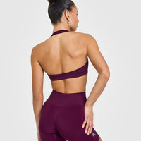 EasyLift™ Halter Bralette with White Logo | Ripe Fig