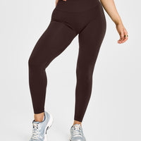 Effortless Seamless Leggings with White Logo | 70% Cocoa