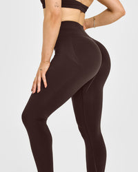Effortless Seamless Leggings with White Logo | 70% Cocoa