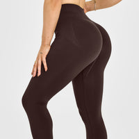 Effortless Seamless Leggings with White Logo | 70% Cocoa