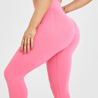 Effortless Seamless Leggings with White Logo | Peony Pink