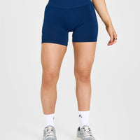 Effortless Seamless Shorts with White Logo | Midnight