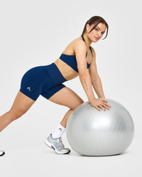 Effortless Seamless Shorts with White Logo | Midnight