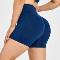 Effortless Seamless Shorts with White Logo | Midnight