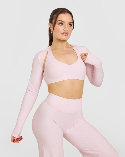 Oner Modal SoftMotion™ Long Sleeve Shrug with White Logo | Ballet Pink