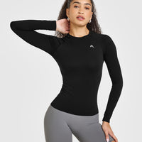 Go To Seamless Fitted Long Sleeve Top | Black