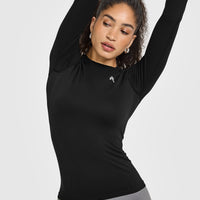 Go To Seamless Fitted Long Sleeve Top | Black