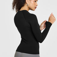 Go To Seamless Fitted Long Sleeve Top | Black