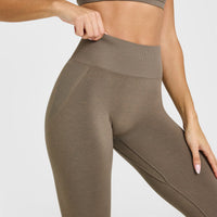 Effortless Seamless Leggings with White Logo | Moss Brown