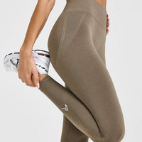 Effortless Seamless Leggings with White Logo | Moss Brown