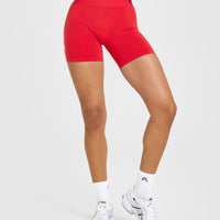 Effortless Seamless Shorts with White Logo | Muscle Mommy Red