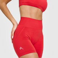 Effortless Seamless Shorts with White Logo | Muscle Mommy Red