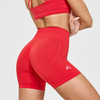 Effortless Seamless Shorts with White Logo | Muscle Mommy Red
