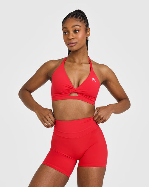 Oner Modal Unified Twist Sports Bra | Muscle Mommy Red