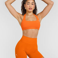 EasyLift™ Halter Bralette with White Logo | Flame Orange
