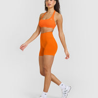 EasyLift™ Halter Bralette with White Logo | Flame Orange